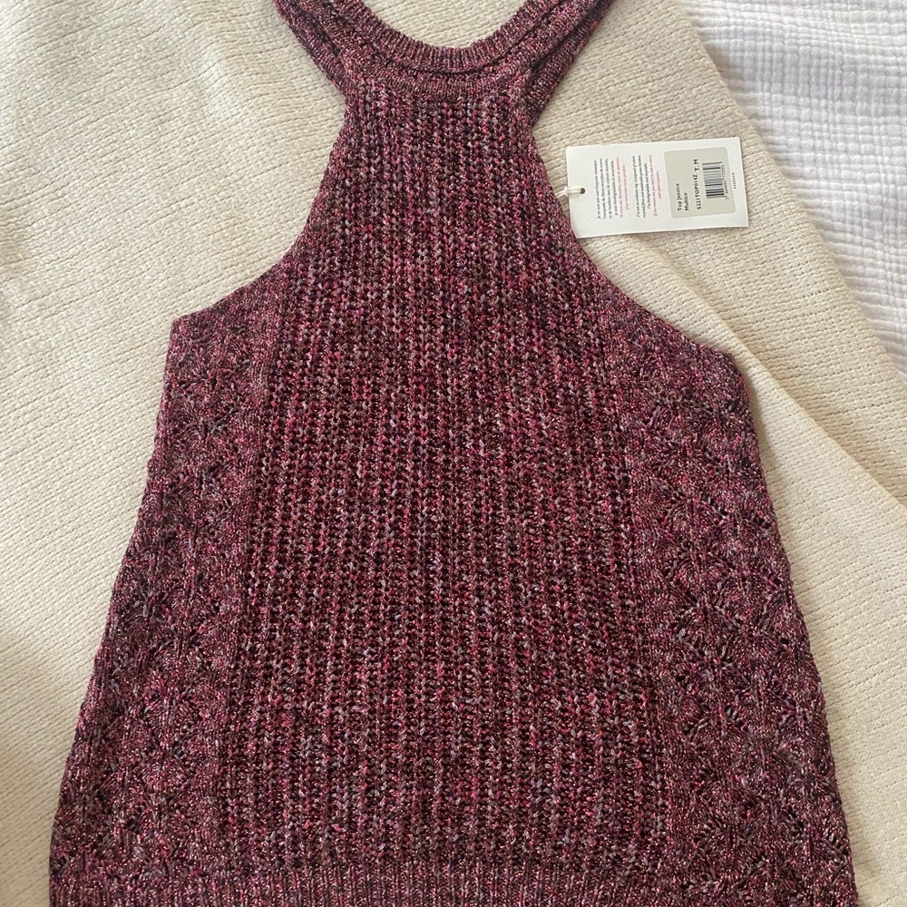 Sézane Burgundy Knit Tank Top